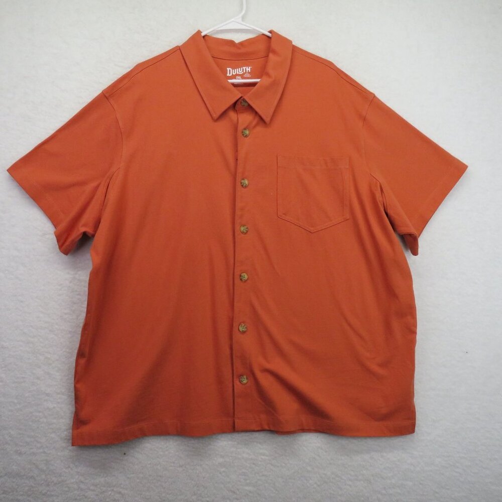 Duluth Trading Shirt Mens Size 2XL Standard Fit Un Longtail Button‎ Front Orange